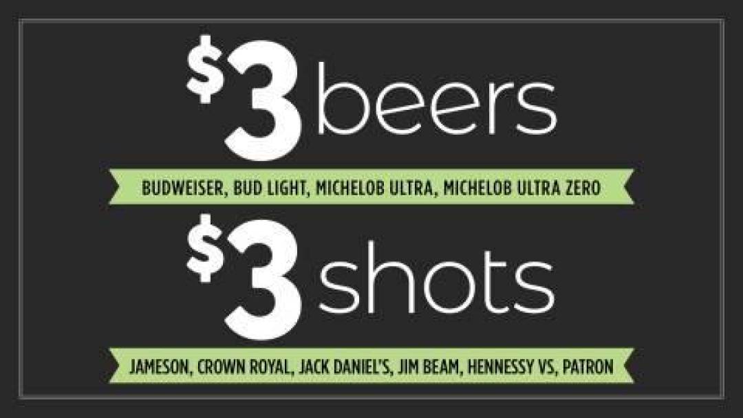 $3 Beers $3 Shots at Red Rock