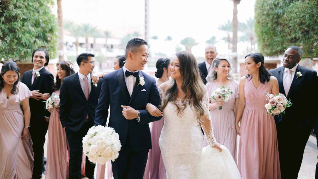 Bride and Groom with wedding party