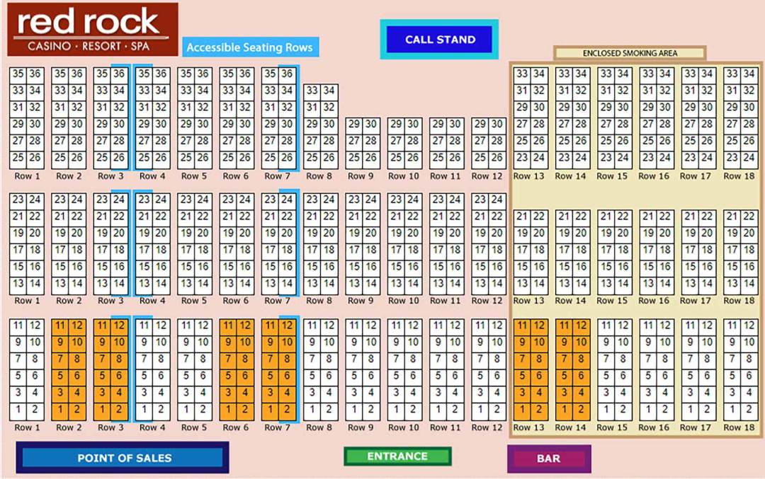 Bingo Seating Chart at Red Rock